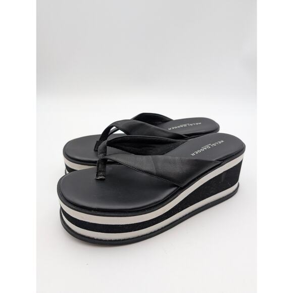 Kelsi Dagger Gigi Platform Wedge Flip Flop Sandal Women's Black Size US7.5 EU38 - Picture 1 of 11